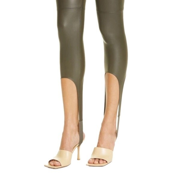 NWT Alix NYC Brower Faux Leather Stirrup Leggings Pine Green Women’s Size Small - Picture 7 of 14